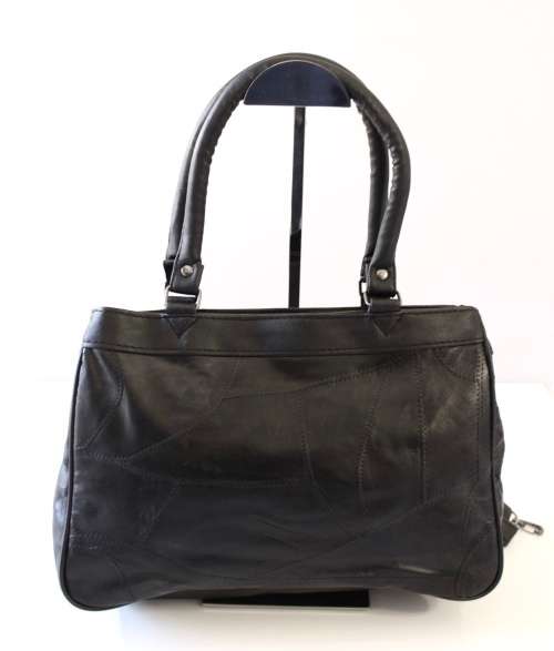 Ladies Genuine Patch Leather Hand Bag(BLACK)- Must have essential!