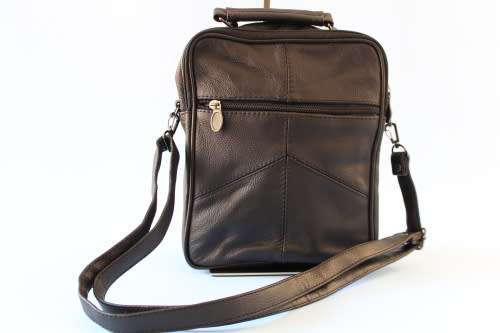 Unisex Black Genuine Leather Shoulder Bag