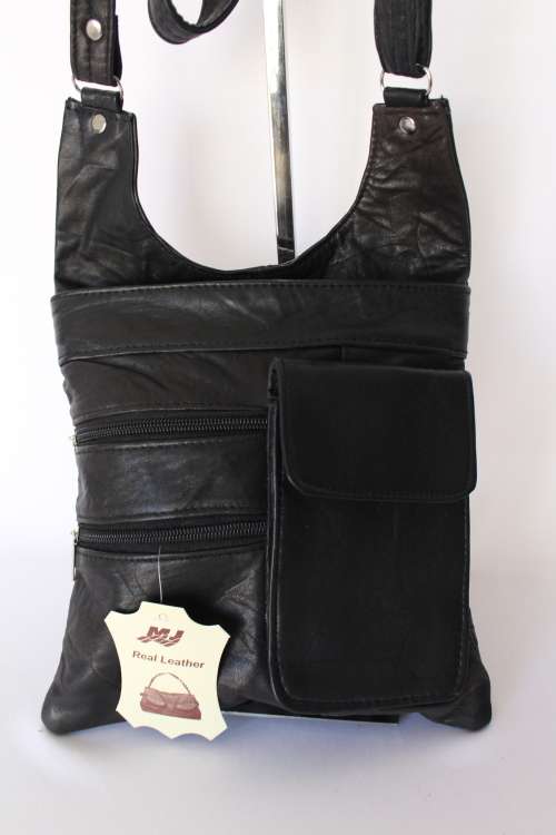 REAL Leather Shoulder/Messanger Bag-Black- SUPER SOFT & LUXURIOUS!Enough room for all essentials!