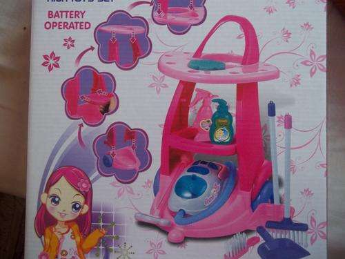 New!! Cleaning trolley, with working Vacuum Cleaner,broom, dust pan & pretend detergents. Great Fun!