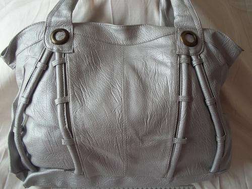 Beautiful designer style ladies leather look hand bag in SILVER GREY. A MUST HAVE!!