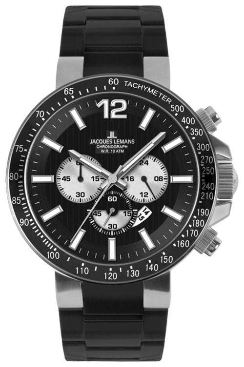 *FREE SHIPPING!JACQUES LEMANS CHRONOGRAPH SPORTS WATCH WBOX/PAPERS*R3599*