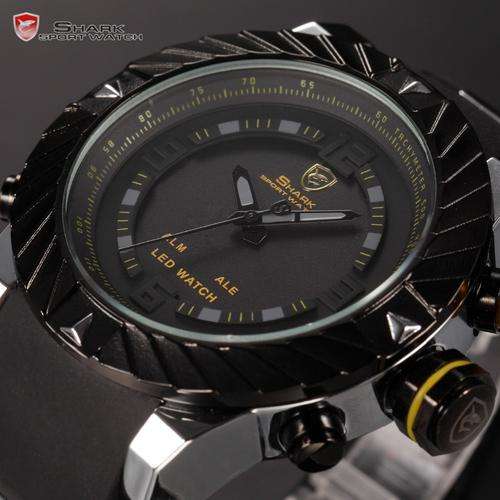 Bezel Swirl Design Men Wristwatch Sport Digital Waterproof Wrap Silicone Strap Analo