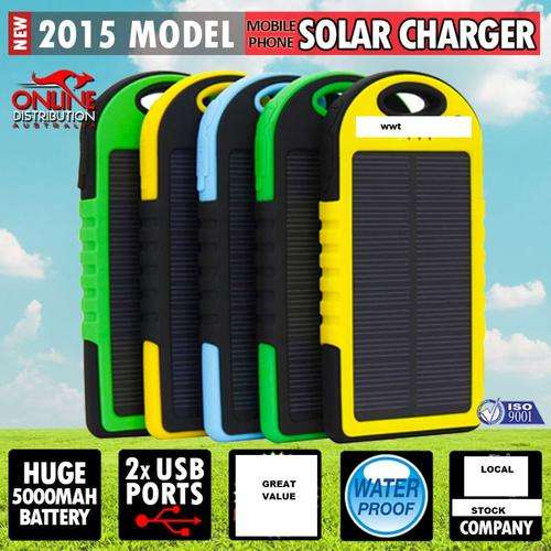 **LOCAL STOCK**5000mAh Portable Waterproof Solar Charger Dual USB External Battery Power Bank