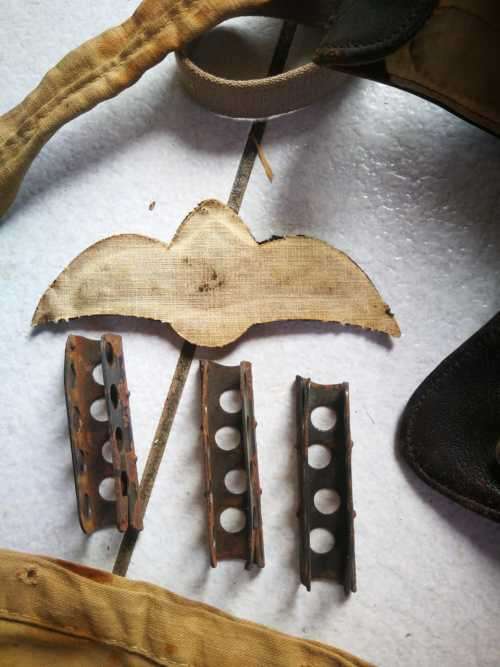 WW2 Pilot Helmet, Pilot wings, 303 Bandolier and 303 Clips
