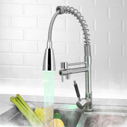 KCASA KC-LF56 LED Temperature Sensor Tap Accessory No Battery Water Faucet Glow Chromate & ABS