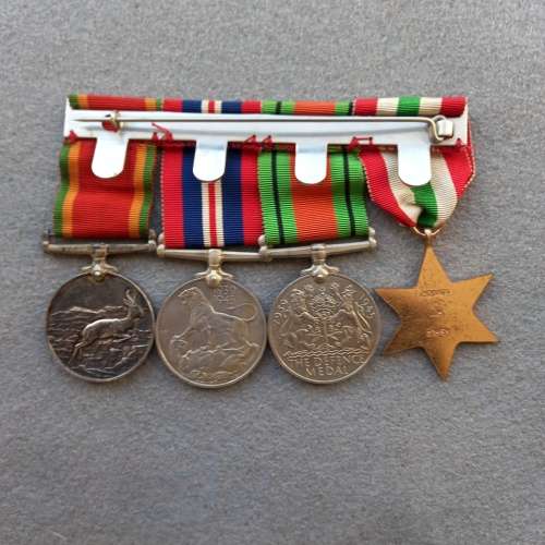 4 x COHEN. ITALY STAR, DEFENCE MEDAL 1939-1945, MERITIOUS AWARD MEDAL, AFRICA SILVER MEDAL.