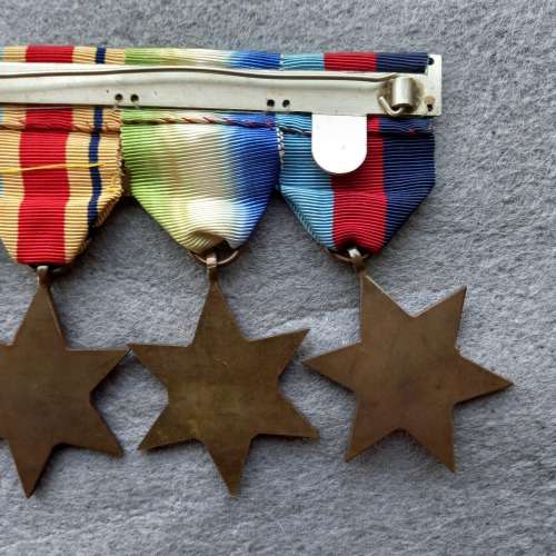 WW 11 SET OF 5 MEDALS, UNAMED, COMPLETE WITH BAR AND RIBBONS