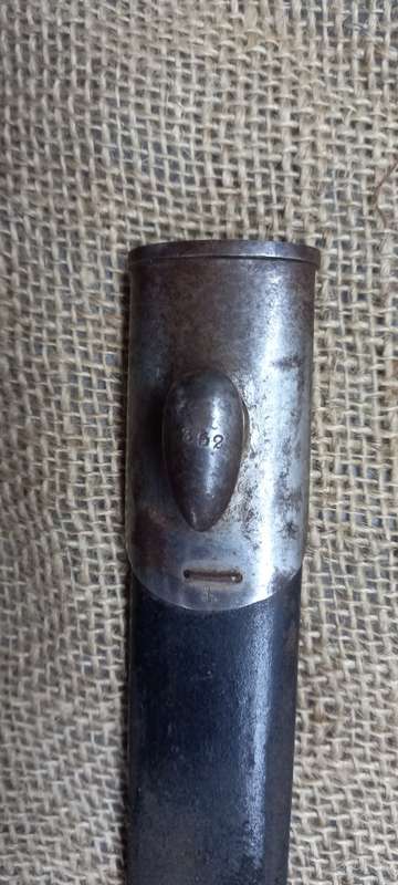 ORIGINAL BOER WAR BAYONET 1888 BRITISH COLONIAL MK11. MATCHING BLADE AND SCABBARD SERIAL NO. 352