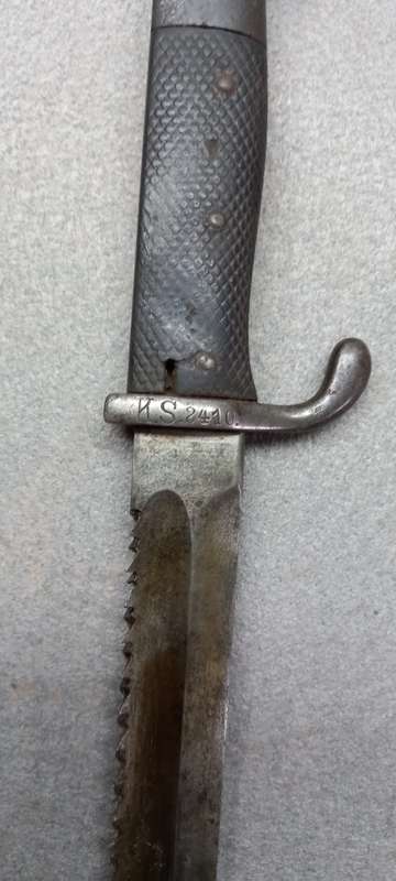 1912 GERMAN SOUTHWEST AFRICA SCHUTZTRUPPE KS 98 SAWBACK BAYONET AND SCABBARD MATCHING NUMBERS