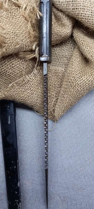 1912 GERMAN SOUTHWEST AFRICA SCHUTZTRUPPE KS 98 SAWBACK BAYONET AND SCABBARD MATCHING NUMBERS