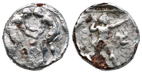 Ancient Greek silver coin | PAMPHYLIA, Aspendos | Silver plated stater (380 B.C)