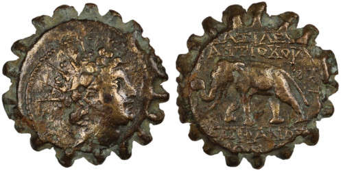 Ancient Greek coin (serrated) | Antiochos VI. Dionysos (Holiday Sale)
