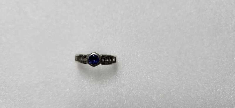 SILVER RING WITH BLUE JEWEL