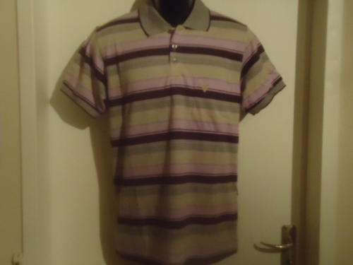 Striped Lilac/Grey GUESS Golfer - Large Slim Fit