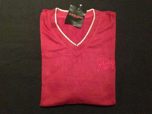 GUESS V Neck Winter Sweater - Large Slim Fit