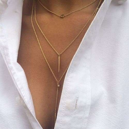 Fashion Jewelry Women Necklaces & Pendants 3 multi layer Necklace Tassel Charm Bar statement Necklac