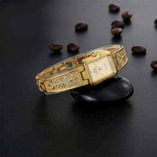 Fashion Women Bracelet Watch Gold Stainless Steel Analog Quartz Wrist Watch