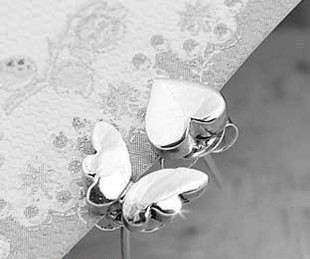 IMPORTED STOCK! PROMO! Cute ***BUTTERFLY & HEART*** Silver Clad Earrings!