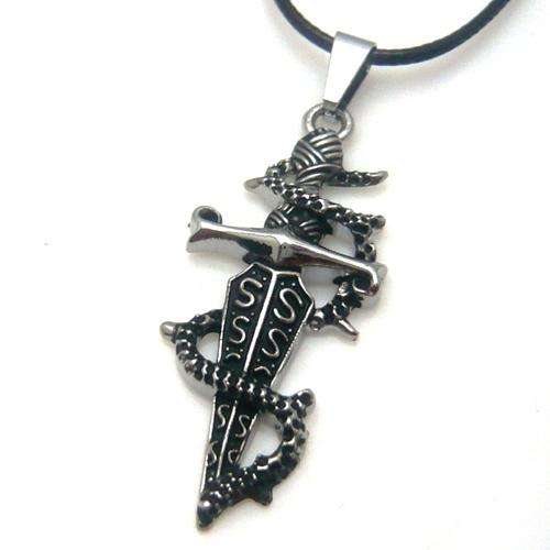 IMPORTED STOCK! Unisex ***SERPENT DAGGER*** Stainless Steel/Leather Necklace!
