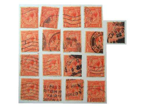 17 x King George V 1924-26 red one penny stamps (as shown)