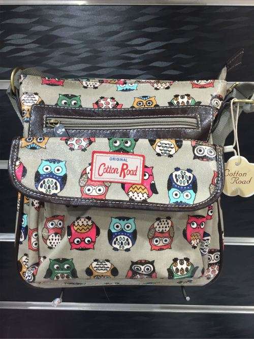 Cotton Road handbag with owl pattern  / sling included  size: 27×26×8cm
