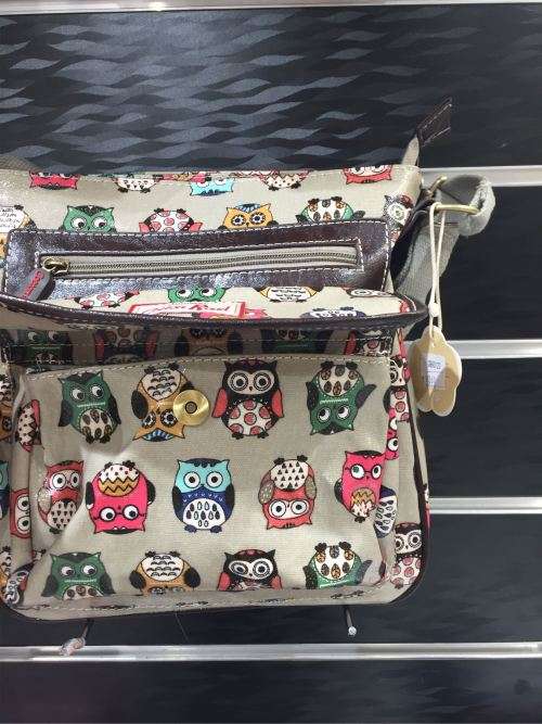 Cotton Road handbag with owl pattern  / sling included  size: 27×26×8cm