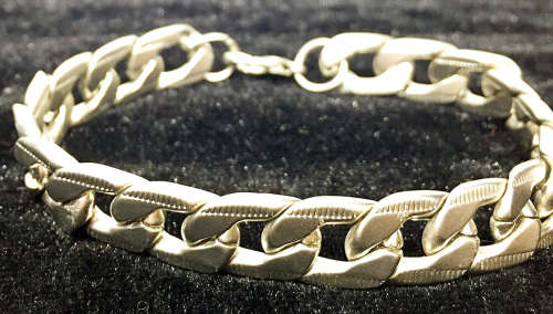 Men's stainless steel bracelet cuban link style (silver) width 1.1cm length 21cm