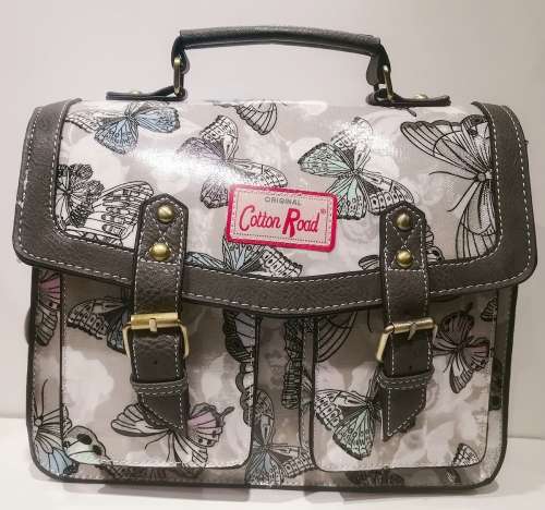 Cotton road vintage briefcase/ handbag with butterfly( sling included) size: 28*8*22cm oil skin