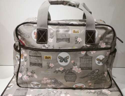 Cotton road nappie bag with a nappie changing mat, oil skin( water proof)size: 41*19*29cm