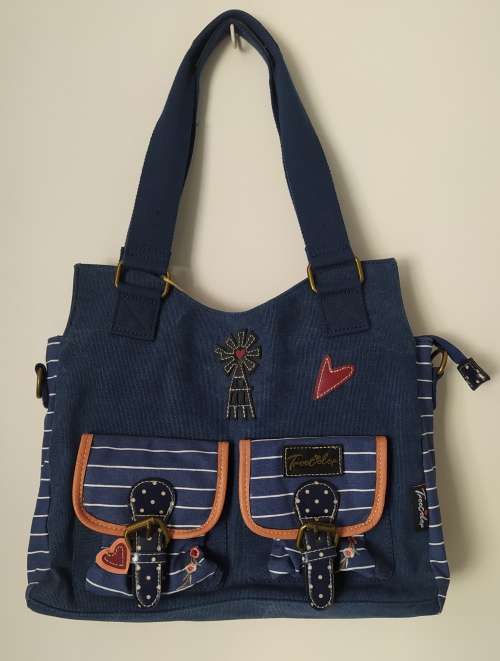Cotton Road bag, CLOSING DOWN SALE shoulder/sling bag with windmillandheart pattern, size:36x27x12cm