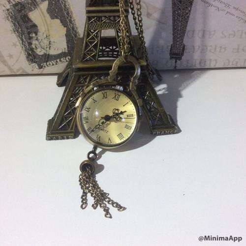 Vintage see through Pocket watch with Roman numbers (long chain included)