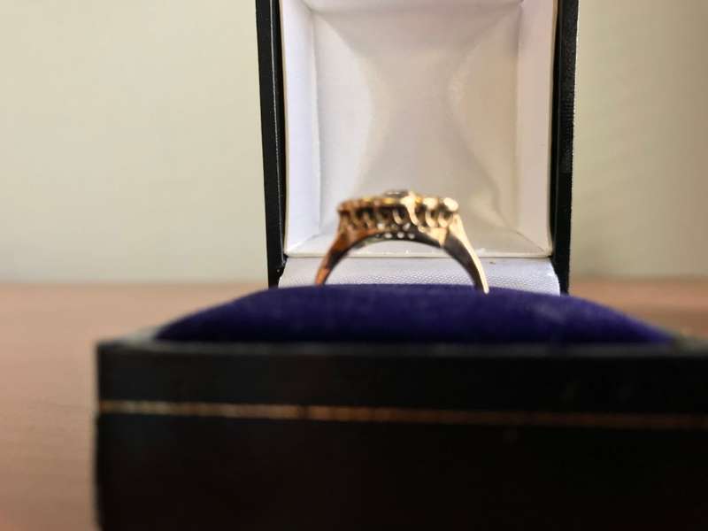 Unusual Vintage Sapphire and Diamond ring 9ct yellow gold.