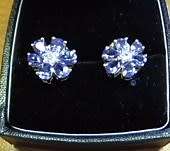 Genuine Earth Mined AA Grade Tanzanite and Diamond earings in 9ct yellow gold