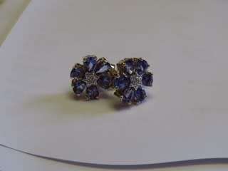 Genuine Earth Mined AA Grade Tanzanite and Diamond earings in 9ct yellow gold