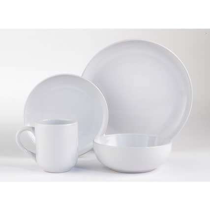 RUSSELL HOBBS STONEWARE 16 PIECE DINNER SET WHITE or CHARCOAL