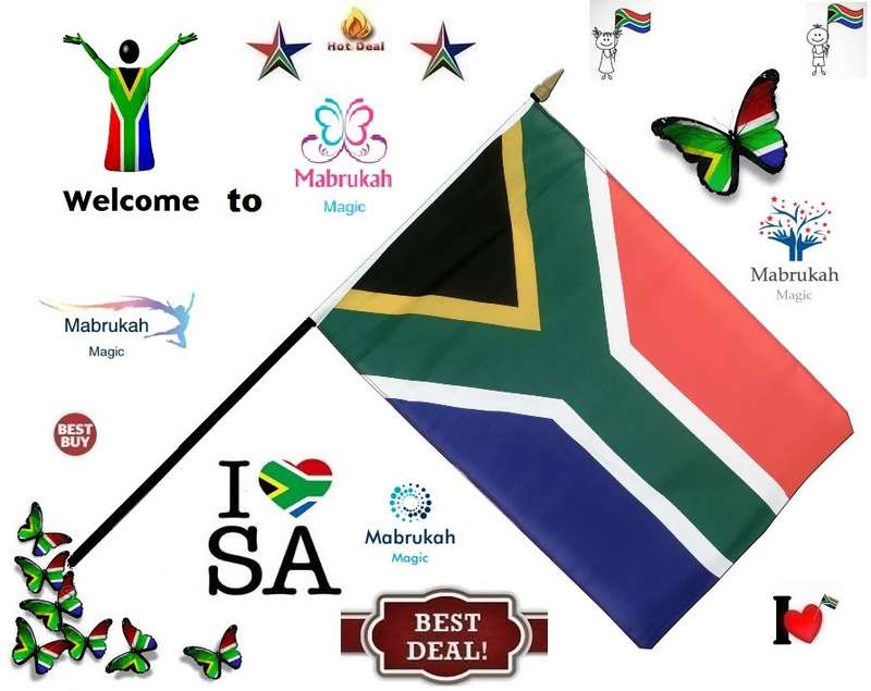 ***3 ON AUCTION***NEW***PACK OF 10 PROUDLY SOUTH AFRICAN HAND FLAGS***AMAZING DEAL***BID PER PACK!!!