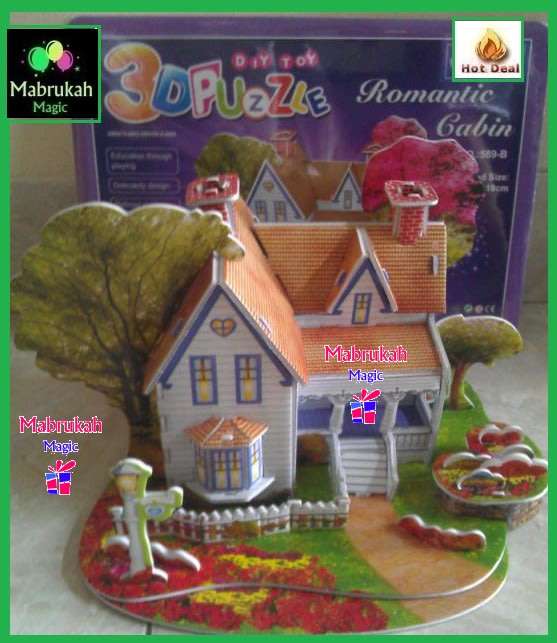 *PS READ AD FULLY*NEW*SLIGHTLY DAMAGED BUT FACTORY SEALED*BEAUTIFUL SCENIC ROMANTIC CABIN 3D PUZZLE*
