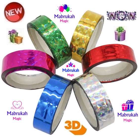 ***30 M PACK OF 6 PRISM HOLOGRAM ADHESIVE TAPE***SIZZLING DEAL!!!BID PER 6PACK!!!