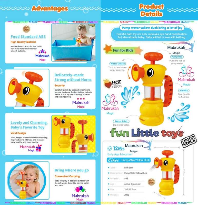 *LAST 1 IN STOCK*FUN SAFE BATH TOY***SPRAY WATER PUMP YELLOW DUCK***