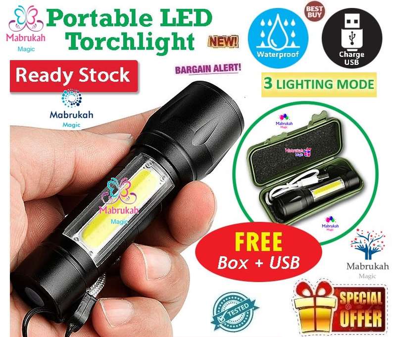 ***3 MODE***WATERPROOF ALUMINUM RECHARGEABLE ZOOM TORCH + FREE USB CABLE + CASE!BUY PER ITEM!