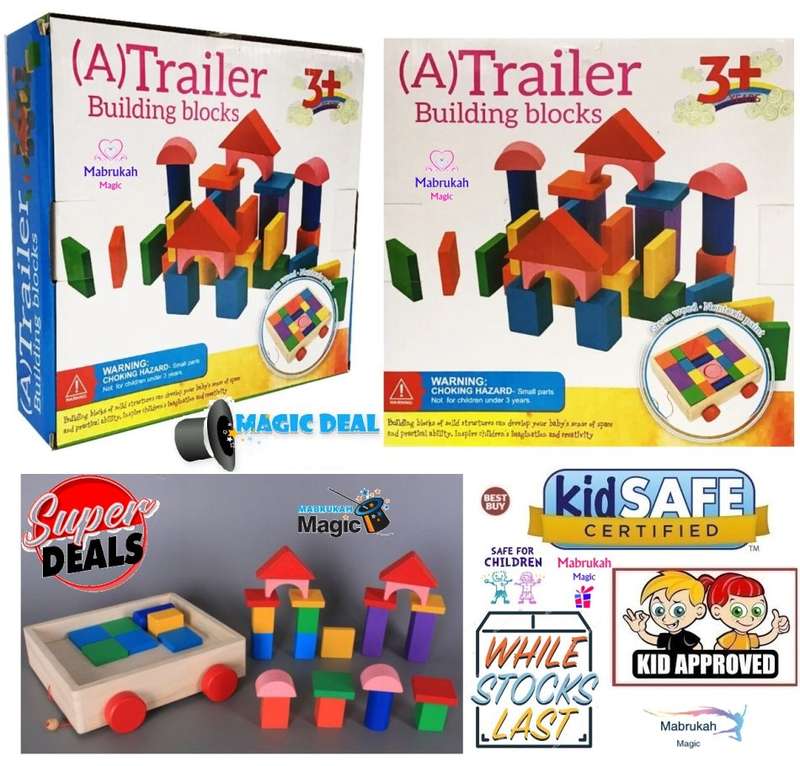***AMAZING WOODEN PULL ALONG TRAILER BLOCK SET!!20+ PIECES***PRICE LOCKDOWN***BID PER ITEM!!!