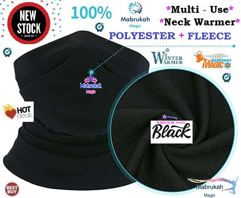 ***JUST ARRIVED***BLACK ONLY***UNISEX MULTIPURPOSE POLYESTER FLEECE NECK WARMERS***BID PER ITEM***