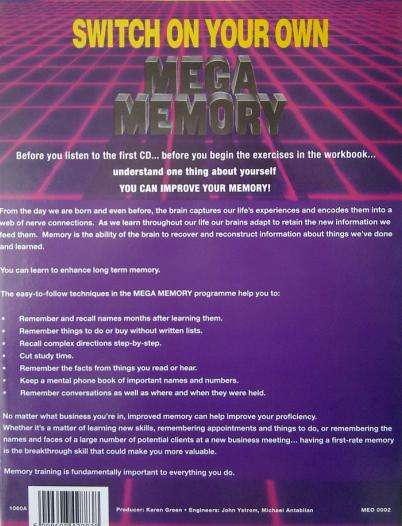 *ORIGINAL*IMPROVE MEMORY & EXAM RESULTS WITH MEGA MEMORY*7 CD'S AUDIO+WORKBOOKS***BID PER ITEM***