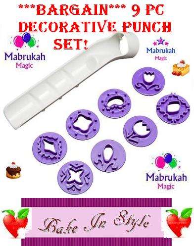 ***BARGAIN 9 PIECE 3D FONDANT DECORATIVE PUNCH SET***