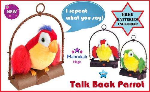***NEW AMAZING TALK BACK TALKING PARROT WITH BONUS FREE BATTERIES***