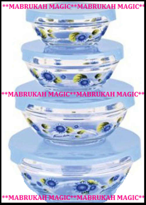***4PC GLASS BOWLS + 4PC SNAP ON LIDS***MICROWAVE/FRIDGE/FREEZER RESISTANT
