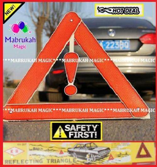 ***UNIVERSAL EMERGENCY WARNING REFLECTING TRIANGLE KIT + EXCLAMATION SIGN FOR MORE VISIBILTY ! ***