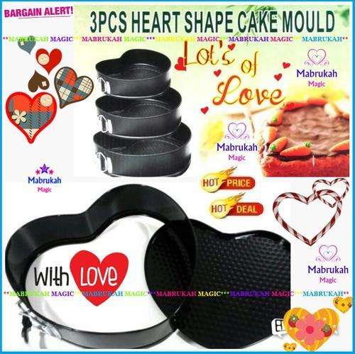 ONCE OFF REDUCED***FABULOUS BARGAIN***SET OF 3 NON-STICK HEART SHAPED BAKING PANS***