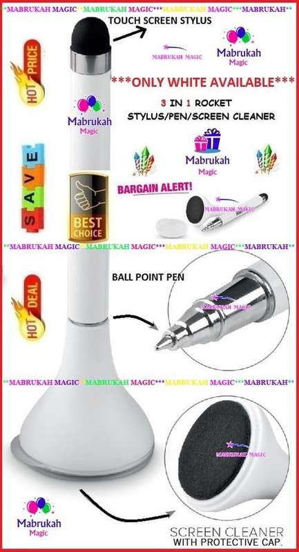 ***LOW SHIPPING***3 IN 1 ROCKET STYLUS + BALL POINT PEN + TOUCH SCREEN CLEANER***